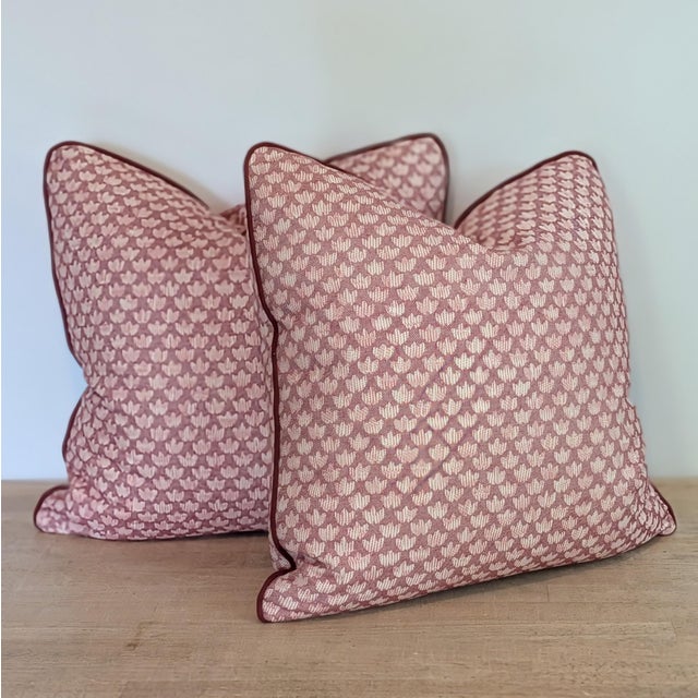 Not Yet Made - Made To Order Fermoie Eythorne Print Pillows in Red With Cord - Double Sided Pair For Sale - Image 5 of 6