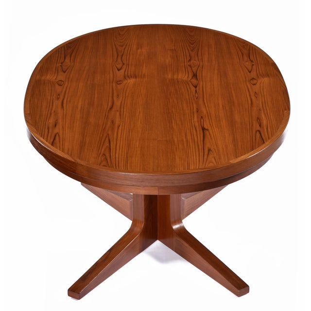 Refinished Expanding Oval Danish Modern Teak Flip-Flap Dining Table by Dyrlund For Sale - Image 11 of 15
