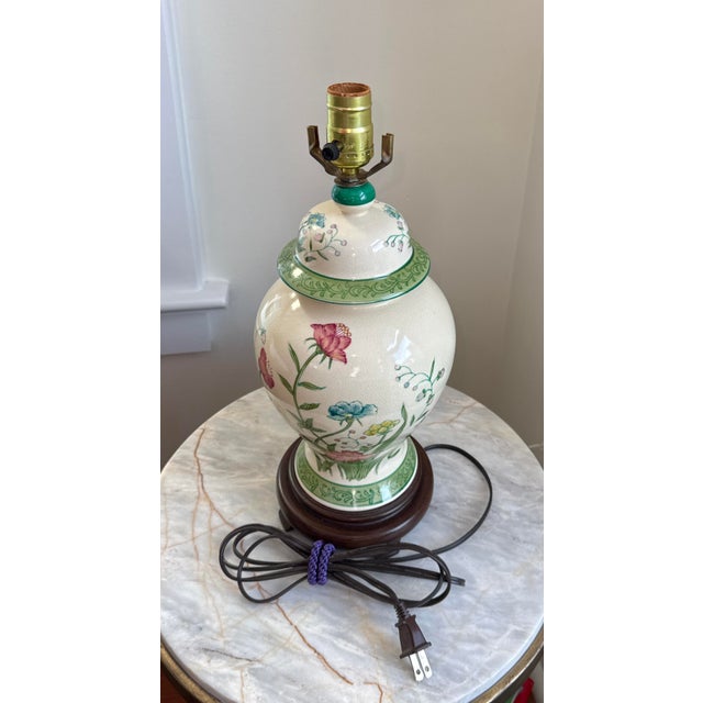 Late 20th Century Asian Porcelain Hand Painted Table Lamp For Sale - Image 9 of 10