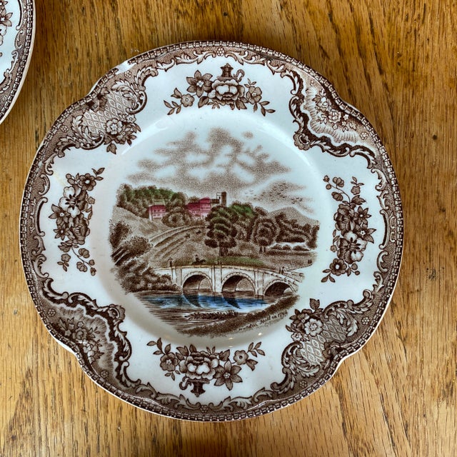 English 1930s Johnson Bros. Old Britain Castles Bread and Butter Plates- Set of 5 For Sale - Image 3 of 12