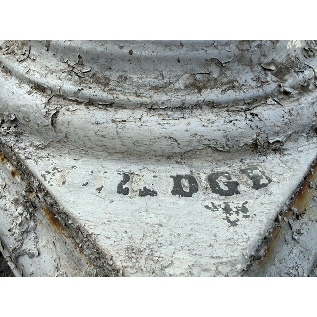 White Pair of 19th C.E. Walbridge Cast Iron Garden Planters Urns With Scrolled Arms For Sale - Image 8 of 12