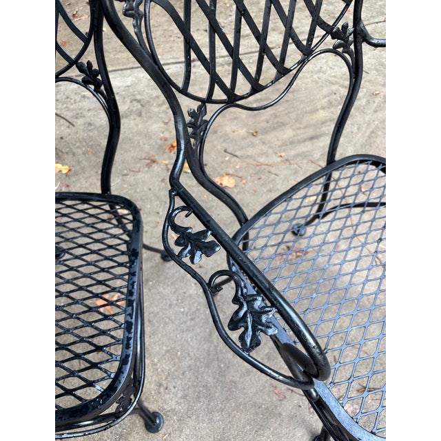Mid 20th Century Mid 20th Century Woodard Florentine Orleans Pattern Iron Patio Chairs - Set of 4 For Sale - Image 5 of 12
