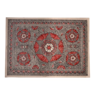 Mamta Devi (National Award Winner, 2016) – Hand-Painted Madhubani Floral Mandala & Fish Folk Painting on Handmade Khadi Paper For Sale
