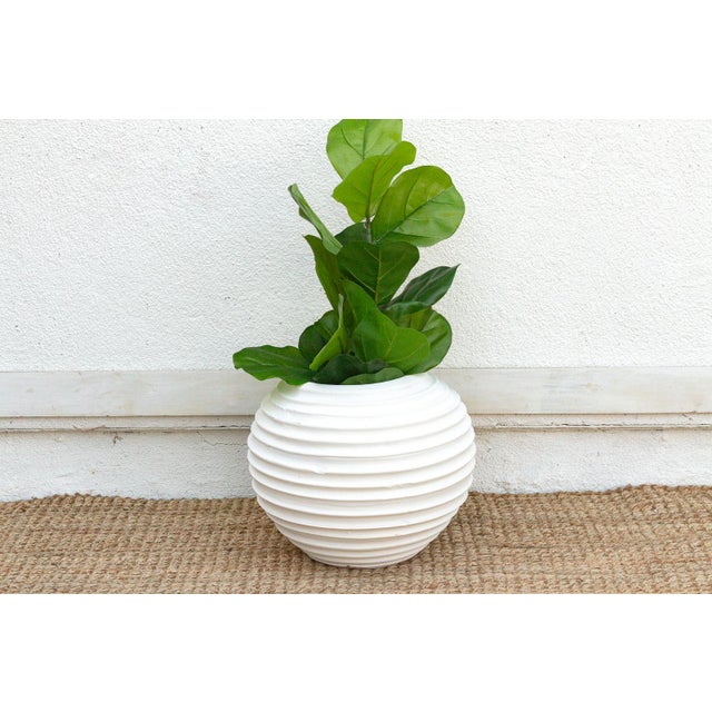 Ceramic Contemporary White Terracotta Garden Planter For Sale - Image 7 of 7