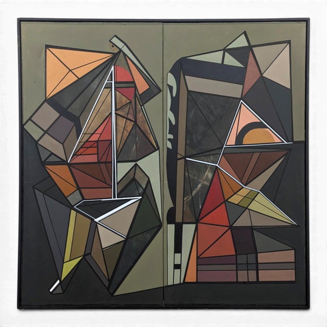 Gray Unknwon, Cubist Abstract Painting, Acrylic For Sale - Image 8 of 8
