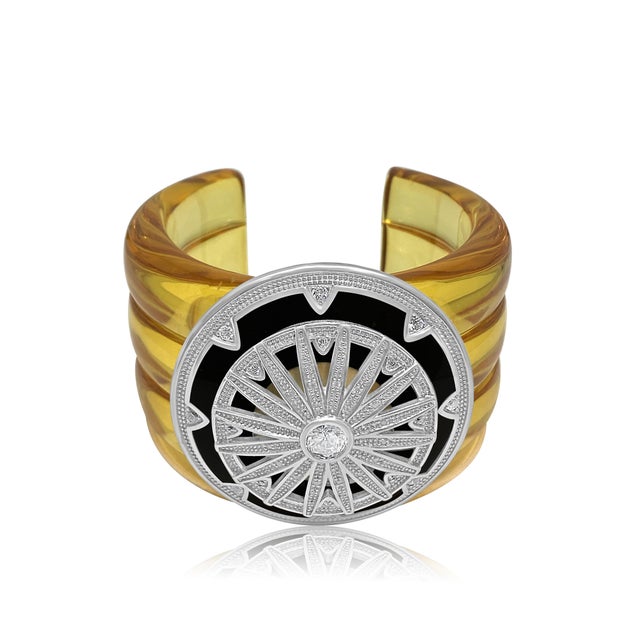Miriam Salat 'MIRIM' Art Deco Cuff Set In Sterling Silver & White Topaz For Sale - Image 17 of 18