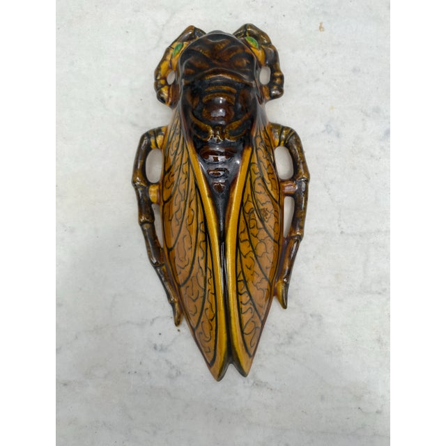 Mid-Century French Majolica Cicada Applique.
