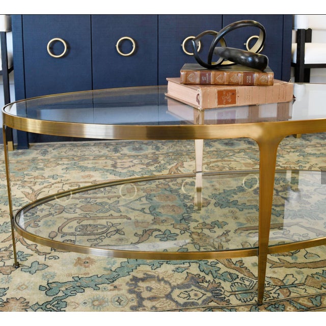 2020s Brando Gold 2 Tier Oval Coffee Table For Sale - Image 5 of 6