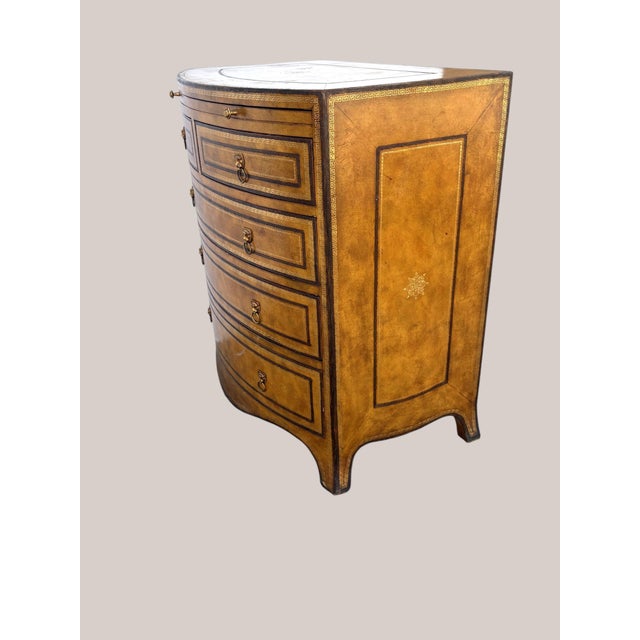Leather Wrapped Bow Front Chest of Drawers For Sale In Los Angeles - Image 6 of 7