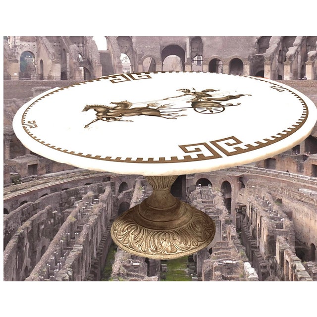 Hollywood Regency Style Mid Century Modern. custom round Italian hand-carved sculptural marble coffee/accent table with an...