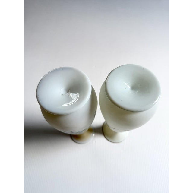 Matching Pair of Antique Bristol Glass Vases With Hand Painted Flowers & Butterflies For Sale - Image 15 of 17