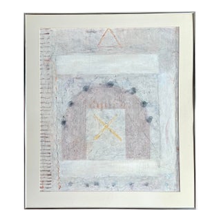 Vintage Boho Mixed Media Watercolor on Paper For Sale