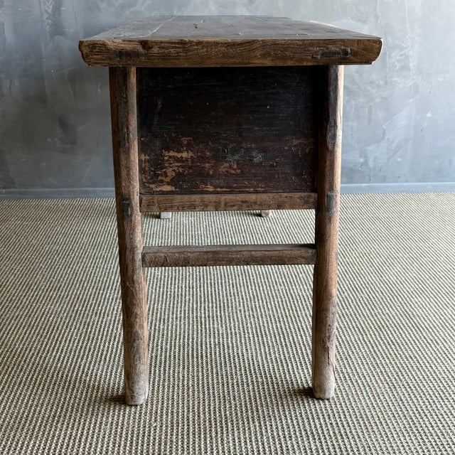 Vintage Elm Wood Console Table With Drawers For Sale - Image 13 of 13