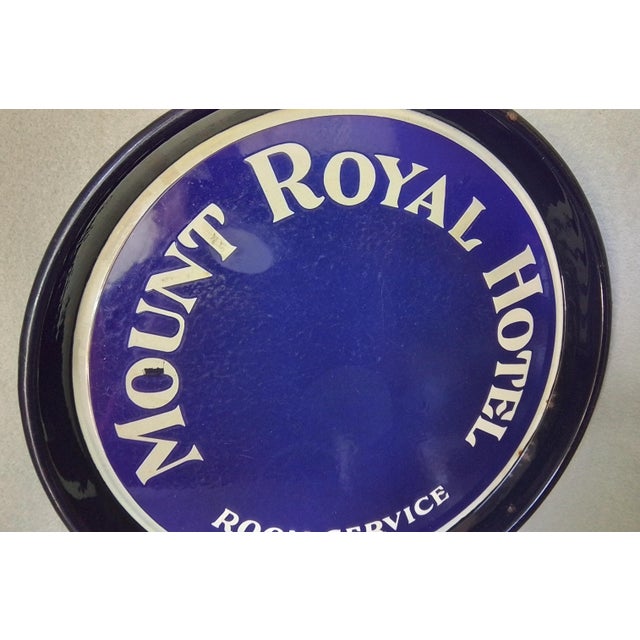 A vintage (circa 1920-30s) Advertising Tray. The Tray is enamel on metal and is signed "The Mount Royal Hotel, Room...