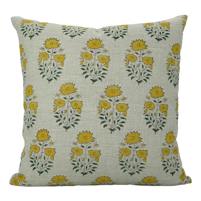Fabdivine Block Printed Cushion Cover 22x22 Inch Thick Linen-Mayra For Sale