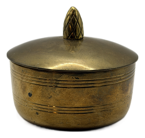 Vintage Solid Brass Lidded Trinket Box Made in India