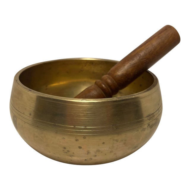Vintage Bronze Buddha Meditation Singing Bowl Mindfulness Tibet Nepal For Sale