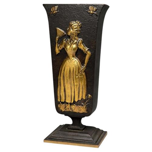 Gold Swedish Art Deco Bronze Vase by Oskar Antonsson for Ystad-Metall, 1935 For Sale - Image 8 of 8