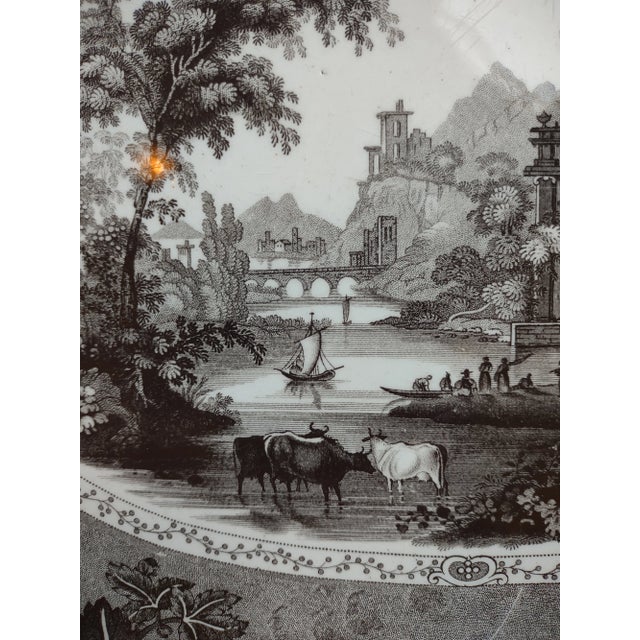 Brown Large Antique 1820's Dark Brown Transferware Platter For Sale - Image 8 of 10