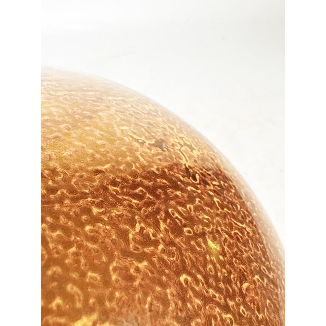 Hollywood Regency Round Painted Glass Table in Brown Color with Gold Straw Effect, France, 1970s For Sale - Image 3 of 8