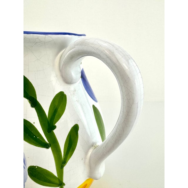 Rustic European Vintage Mid Century Hand Painted Portugal Pitcher For Sale - Image 3 of 11