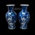 Vintage Chinese hand painted, blue and white Jingdezhen Jiangxi Porcelain floral, celestial shaped pair of vases. The...
