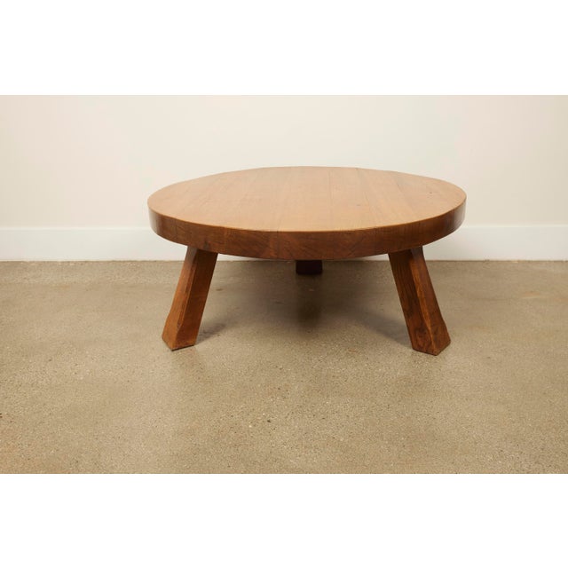 Brutalist Solid Oak Coffee Table, Europe 1960s For Sale - Image 4 of 5