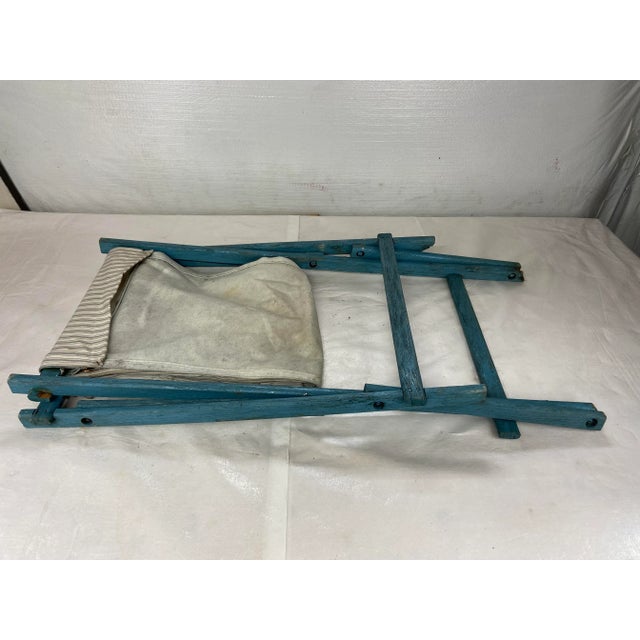 Wood Antique Folding Wood Sling Chair For Sale - Image 7 of 10