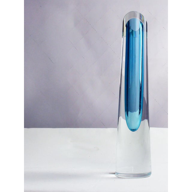 Blue Blue and Clear Sommerso Art Glass Vase by Bretislav Novak, 1970s For Sale - Image 8 of 15