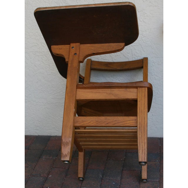 20th Century Arts and Crafts Tiger Oak Right Handed School Desk With