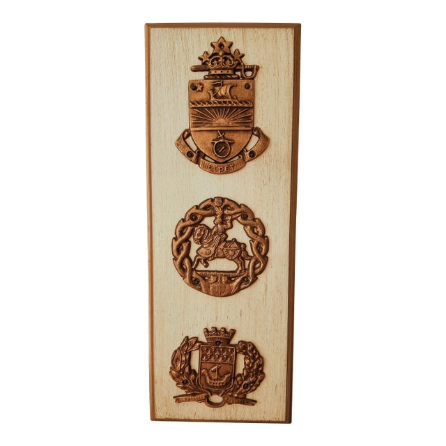 Cast Metal Brasses French Wall Plaque For Sale