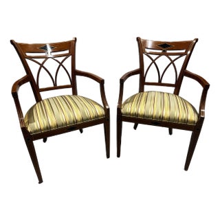 Late 20th Century Pair of John Widdicomb Model 5572 Inlaid Mahogany Federal-Style Armchairs For Sale