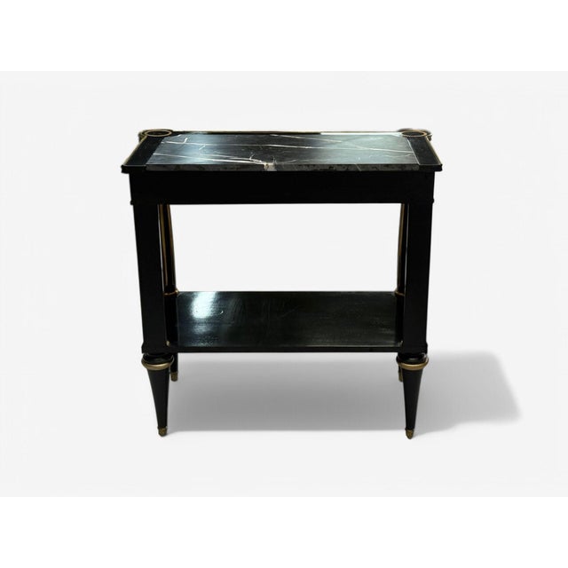 Hollywood Regency Style, Black Lacquer, Marble, Console Table, Usa, 1960s For Sale - Image 9 of 9