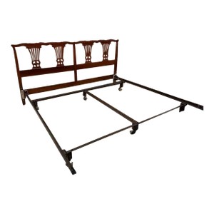 Ethan Allen Solid Mahogany King Headboard With Metal Rails & Slats