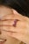 Contemporary White Gold Ruby Ring in Pinion Bezel Setting Size 5.5 For Sale - Image 4 of 12