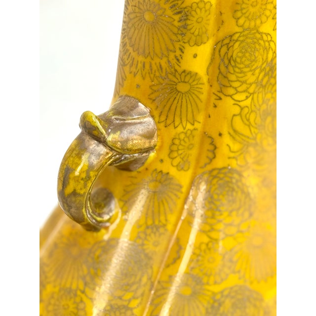 Vintage Sunflower Yellow Japanese Ceramic Lamp For Sale - Image 11 of 12