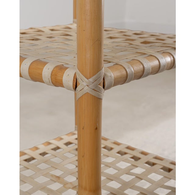 McGuire Antalya Leather Four-Tier Rattan Étagère Plant Stand For Sale - Image 14 of 18