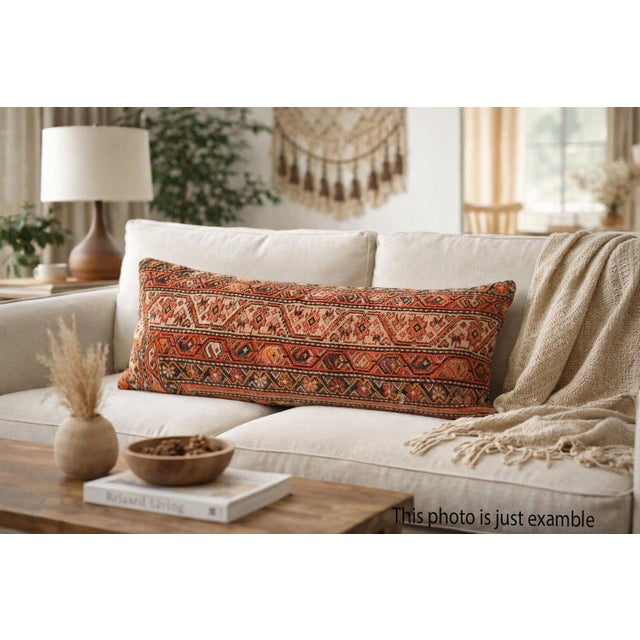 Contemporary Antique Persian Melahir Cushion Cover – Handwoven 15" X 32" For Sale - Image 3 of 11