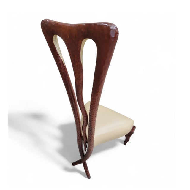 Late 20th Century Vintage Side Chair With Mahogany X-Leg Base Attributed to Christopher Guy For Sale - Image 5 of 9