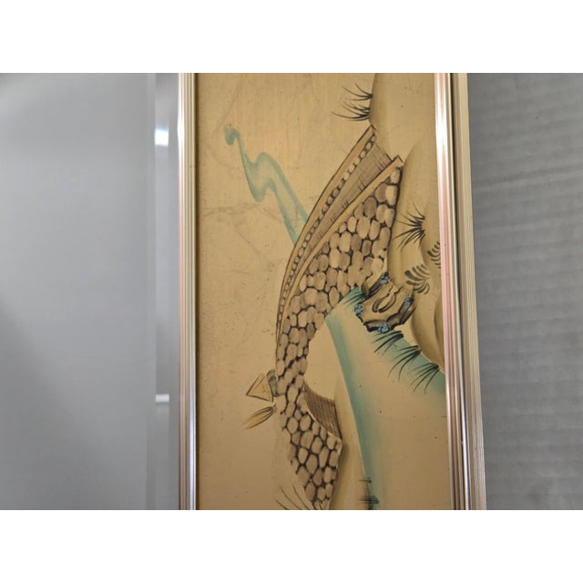 Gold Vintage La Barge Oriental, Artist-Signed Chinoiserie Églomisé Wall Mirror - 1987 Model 1045-B For Sale - Image 8 of 14