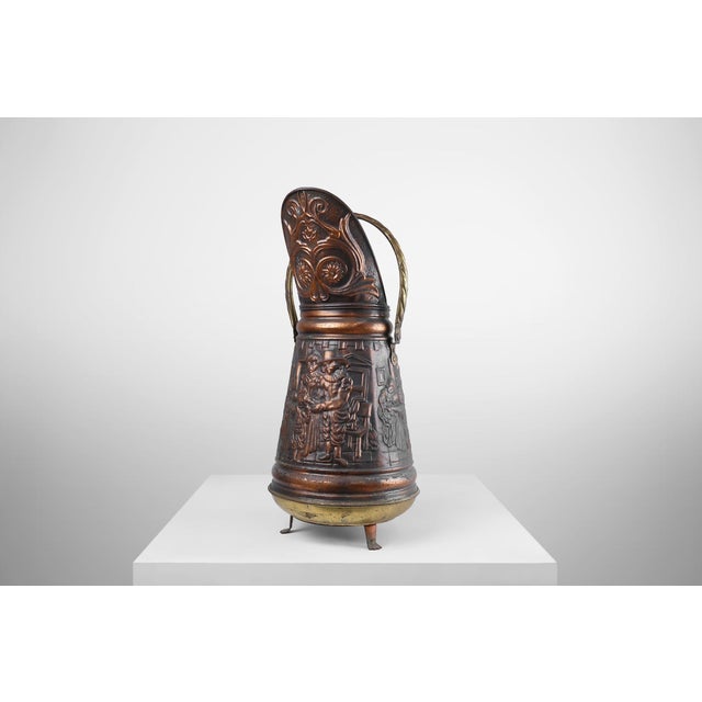 19th Century Copper Umbrella Stand with Hammered Relief, 1890s For Sale - Image 5 of 13