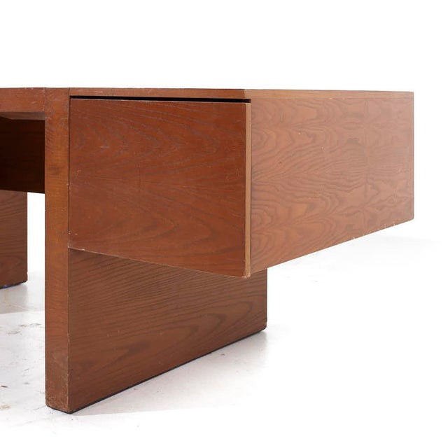 Wood Roger Sprunger for Dunbar Mid Century Executive Oak Desk For Sale - Image 7 of 9