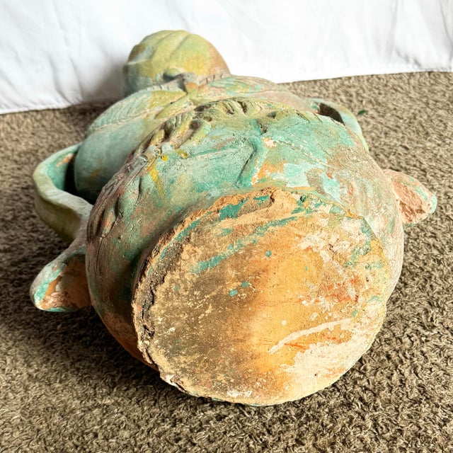 Brown Vintage Sculpted Female Form Ceramic Vase With Sunflower and Leaf Motif For Sale - Image 8 of 9