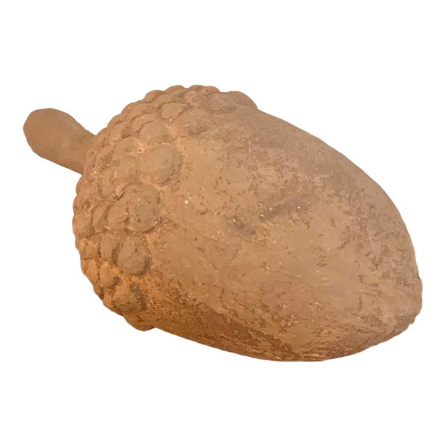 Vintage Faux Rusted Metal Finish Ceramic Large Acorn Figure For Sale