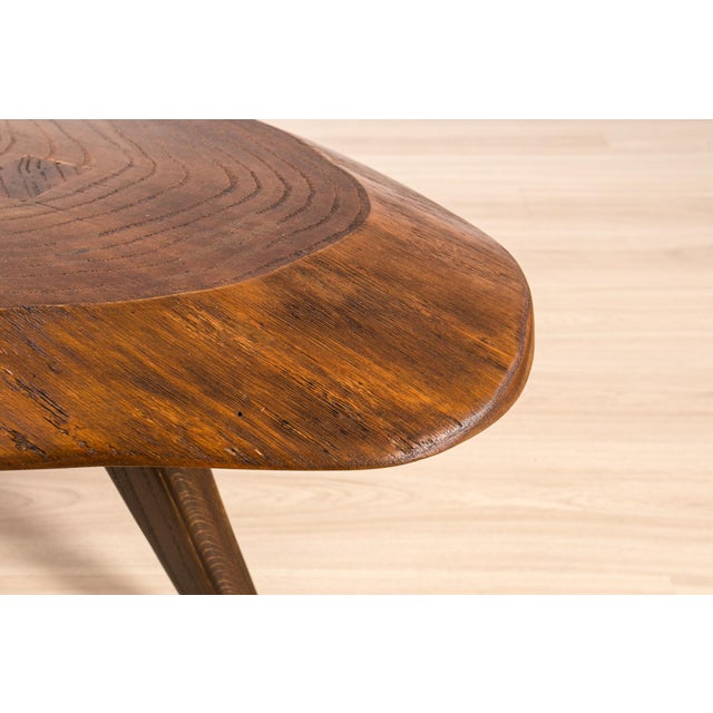 Wood Brutalist Oak Slab Coffee Table, Central Europe, 1960s For Sale - Image 7 of 9