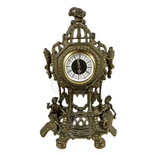 Vintage French Bronze Mantel Clock, 1950s For Sale