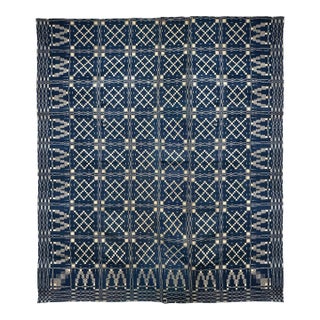 18th Century American Indigo Coverlet For Sale