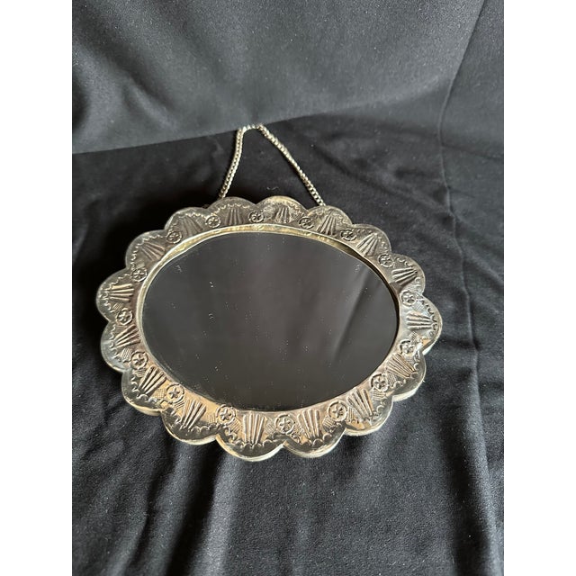 19th C Ottoman Silver Oval Wedding Mirror Decor For Sale - Image 9 of 18