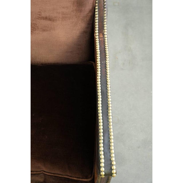 Brown Art Deco Armchair in Velour and Decorative Nails For Sale - Image 8 of 15