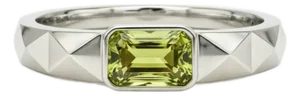 Peridot Solitaire Ring for Men Silver, Gold, Size 10